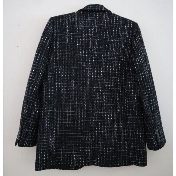 The Kooples FVES28011K Women's Sz 34 Black & White Metallic Tweed Blazer - Picture 2 of 11